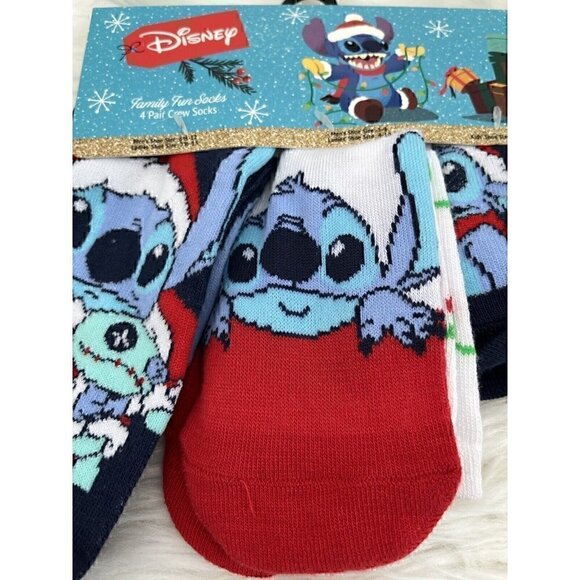 NEW Disney Lilo & Stitch Family Fun Socks Men Women Kid Toddler 4-Pack Crew Sock - Picture 5 of 14